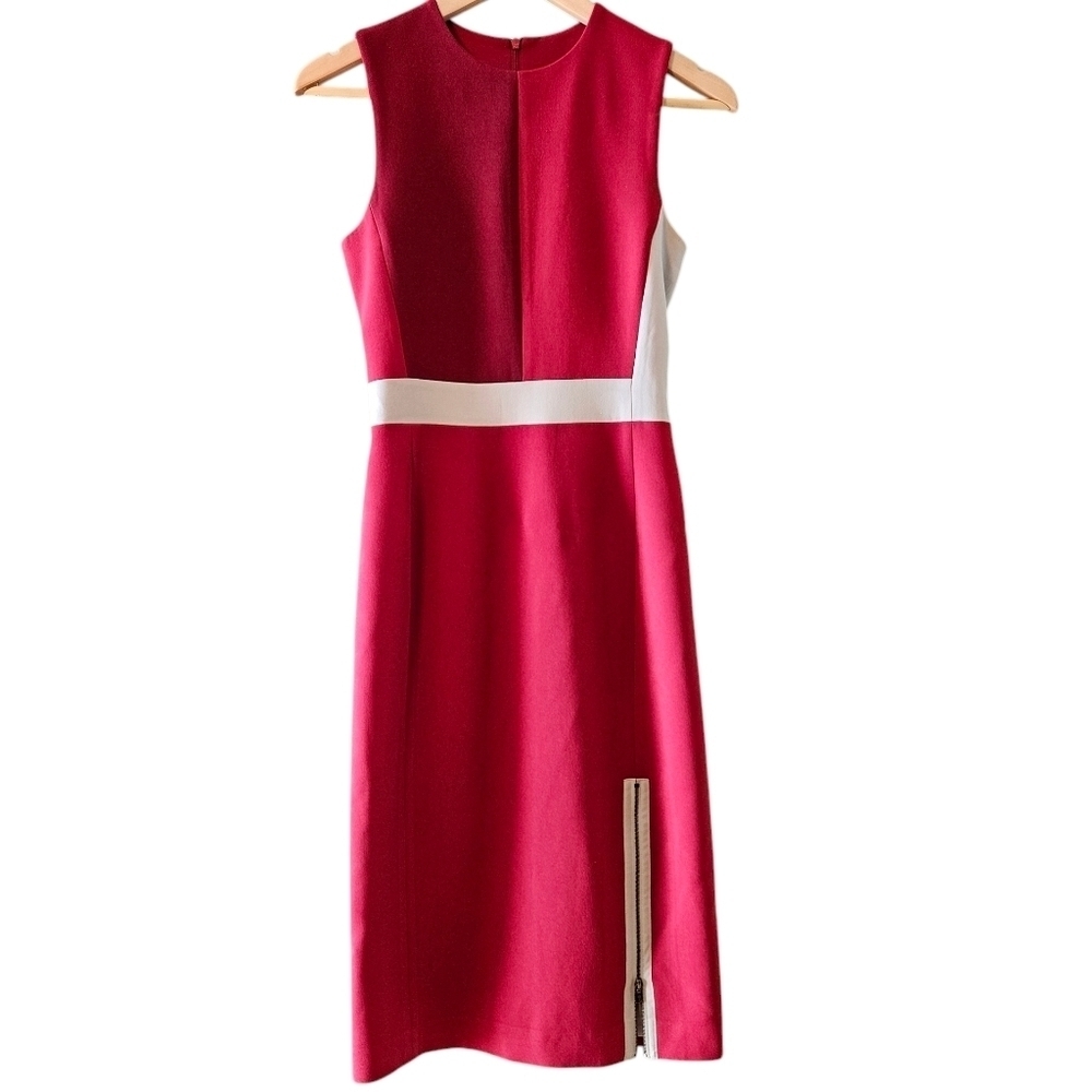 Judith & Charles Women's Professional Midi Cocktail Colorblock Red Dress Sz 0.